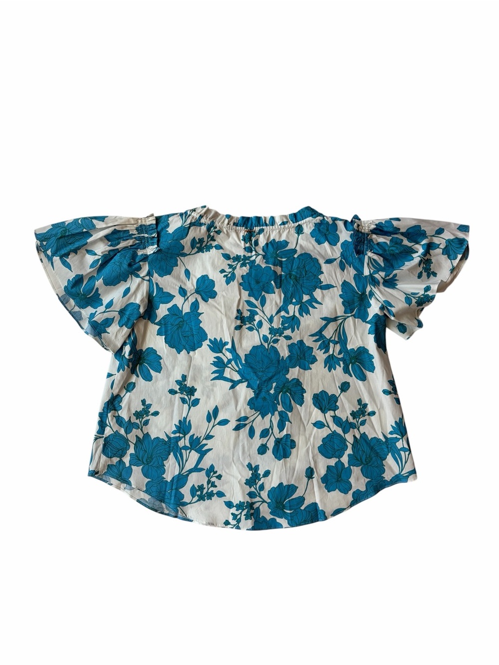 MISA Los Angeles Suparna Turquoise Floral Ruffle Top M NWT - Picture 3 of 10
